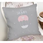 - Rh-K4442g-1 - Realhomes Gri Zeminde Uçan Balon Desenli Bebek Odası Yastık Kırlent Kılıfı Realhomes
