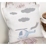 - Rh-K4444g-1 - Realhomes Realhomes Beyaz Zeminde Helikopter Tasarımlı Modern Yastık Kırlent Kılıfı Realhomes