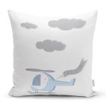 - Rh-K4444g - Realhomes Realhomes Beyaz Zeminde Helikopter Tasarımlı Modern Yastık Kırlent Kılıfı Realhomes