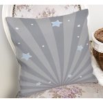 Gri Çizgili Zemin Ve Yıldızlar Özel Tasarımlı Dijital Baskılı Modern Yastık Kırlent Kılıfı Realhomes