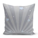 Gri Çizgili Zemin Ve Yıldızlar Özel Tasarımlı Dijital Baskılı Modern Yastık Kırlent Kılıfı Realhomes