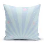 - Rh-K4446m - Realhomes  Mavi Çizgili Zemin Ve Yıldızlar Özel Tasarımlı Dijital Baskılı Modern Yastık Kırlent Kılıfı Realhomes