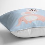 - Rh-K4505m-2 - Realhomes Realhomes Mavi Zeminde Sevimli Filler Özel Tasarımlı Modern Yastık Kırlent Kılıfı Realhomes