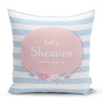 - Rh-K4510m - Realhomes Mavi Beyaz Çizgili Özel Tasarımlı Bebek Odası Yastık Kırlent Kılıfı Realhomes