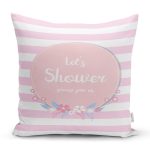 Pembe Beyaz Çizgili Özel Tasarımlı Bebek Odası Yastık Kırlent Kılıfı Realhomes