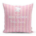 - Rh-K4528 - Realhomes Realhomes Pembe Çizgili Fil Motifli Modern Yastık Kırlent Kılıfı Realhomes