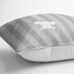 Realhomes Gri Çizgili Fil Motifli Modern Yastık Kırlent Kılıfı Realhomes