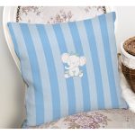 - Rh-K4528m-1 - Realhomes Realhomes Mavi Çizgili Fil Motifli Modern Yastık Kırlent Kılıfı Realhomes