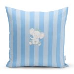 - Rh-K4528m - Realhomes Realhomes Mavi Çizgili Fil Motifli Modern Yastık Kırlent Kılıfı Realhomes