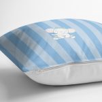 - Rh-K4528m-2 - Realhomes Realhomes Mavi Çizgili Fil Motifli Modern Yastık Kırlent Kılıfı Realhomes