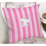 - Rh-K4528p-1 - Realhomes Realhomes Pembe Çizgili Fil Motifli Modern Yastık Kırlent Kılıfı Realhomes