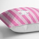 - Rh-K4528p-2 - Realhomes Realhomes Pembe Çizgili Fil Motifli Modern Yastık Kırlent Kılıfı Realhomes