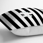 - Rh-K4528s-2 - Realhomes  Realhomes Siyah Beyaz Çizgili Fil Motifli Modern Yastık Kırlent Kılıfı Realhomes