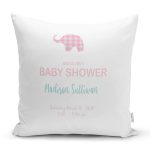 - Rh-K4543 - Realhomes Beyaz Zemin Filli Baby Shower Temalı Dijital Baskılı Çocuk Odası Yastık Kırlent Kılıfı Realhomes