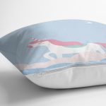 - Rh-K4547m-2 - Realhomes  Mavi Zeminli Unicorn Desenli Özel Tasarımlı Dijital Baskılı Çocuk Odası Yastık Kırlent Kılıfı Realhomes