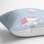 - Rh-K4552m-2 - Realhomes Realhomes Mavi Zeminde Unicorn At Tasarımlı Modern Yastık Kırlent Kılıfı Realhomes