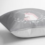 Realhomes Gri Zeminde Unicorn At Tasarımlı Modern Yastık Kırlent Kılıfı Realhomes