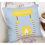 Realhomes Mavi Zeminde Ayıcık Motifli Dijital Baskılı Modern Yastık Kırlent Kılıfı Realhomes