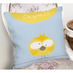 Mavi Zeminde Sarı Kuş Motifli Dijital Baskılı Çocuk Odası Yastık Kırlent Kılıfı Realhomes