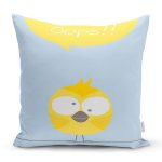 Mavi Zeminde Sarı Kuş Motifli Dijital Baskılı Çocuk Odası Yastık Kırlent Kılıfı Realhomes