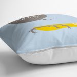 - Rh-K4590m-2 - Realhomes Mavi Zeminde Leylek Motifli Özel Tasarım Çocuk Odası Yastık Kırlent Kılıfı Realhomes