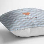 - Rh-K4592m-2 - Realhomes Realhomes Mavi Gri Zikzaklı I Love Animal Desenli Modern Yastık Kırlent Kılıfı Realhomes