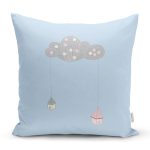 Mavi Zemin Mavi Bulut Desenli Özel Tasarımlı Dijital Baskılı Modern Yastık Kırlent Kılıfı Realhomes