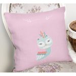 Pembe Zemin Sevimli Baykuş Desenli Özel Tasarımlı Dijital Baskılı Çocuk Odası Yastık Kırlent Kılıfı Realhomes