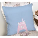 Mavi Zemin Baby Shower Temalı Ayıcık Desenli Dijital Baskılı Çocuk Odası Yastık Kırlent Kılıfı Realhomes