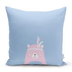 Mavi Zemin Baby Shower Temalı Ayıcık Desenli Dijital Baskılı Çocuk Odası Yastık Kırlent Kılıfı Realhomes