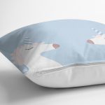 Mavi Zemin Baby Shower Temalı Unicorn Desenli Dijital Baskılı Çocuk Odası Yastık Kırlent Kılıfı Realhomes
