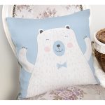 - Rh-K4642m-1 - Realhomes Mavi Zemin Sevimli Ayıcık Desenli Özel Tasarımlı Dijital Baskılı Modern Yastık Kırlent Kılıfı Realhomes