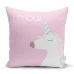 - Rh-K4653p - Realhomes Pembe Zemin Cool Yazılı Unicorn Baskılı Dijital Baskılı Çocuk Odası Yastık Kırlent Kılıfı Realhomes