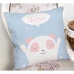 Mavi Zemin Sevimli Köpek Desenli Dijital Baskılı Çocuk Odası Yastık Kırlent Kılıfı Realhomes