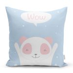 Mavi Zemin Sevimli Köpek Desenli Dijital Baskılı Çocuk Odası Yastık Kırlent Kılıfı Realhomes