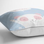 Mavi Zemin Sevimli Köpek Desenli Dijital Baskılı Çocuk Odası Yastık Kırlent Kılıfı Realhomes