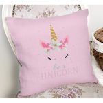 - Rh-K4674p-1 - Realhomes Pembe Zemin Be A Unicorn Yazılı Dijital Baskılı Modern Yastık Kırlent Kılıfı Realhomes