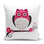 - Rh-K48 - Realhomes Sevimli Baykuş Tasarımlı Dijital Baskılı Yastık Kırlent Kılıfı Realhomes