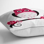 - Rh-K48-2 - Realhomes Sevimli Baykuş Tasarımlı Dijital Baskılı Yastık Kırlent Kılıfı Realhomes