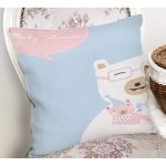 Mavi Zeminde Anne Ve Yavru Ayı Baby Shower Dijital Baskılı Çocuk Odası Yastık Kırlent Kılıfı Realhomes