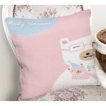 - Rh-K4802-1 - Realhomes  Pembe Zeminde Anne Ve Yavru Ayı Baby Shower Dijital Baskılı Çocuk Odası Yastık Kırlent Kılıfı Realhomes