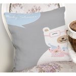 - Rh-K4804-1 - Realhomes Gri Zeminde Anne Ve Yavru Ayı Baby Shower Dijital Baskılı Çocuk Odası Yastık Kırlent Kılıfı Realhomes