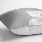 - Rh-K4804-2 - Realhomes Gri Zeminde Anne Ve Yavru Ayı Baby Shower Dijital Baskılı Çocuk Odası Yastık Kırlent Kılıfı Realhomes
