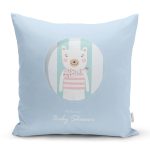 Mavi Zeminde Welcome Baby Shower Temalı Sevimli Ayıcık Modern Yastık Kırlent Kılıfı Realhomes