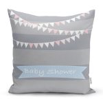Gri Çizgili Baby Shower Temalı Çocuk Odası Yastık Kırlent Kılıfı Realhomes
