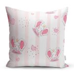 - Rh-K4817 - Realhomes Realhomes Pembe Sevimli Fil Temalı Modern Yastık Kırlent Kılıfı Realhomes