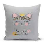 Realhomes Gri Zeminde Be Wild & Beautiful Temalı Modern Yastık Kırlent Kılıfı Realhomes