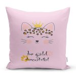 - Rh-K4822 - Realhomes Realhomes Pembe Zeminde Be Wild & Beautiful Temalı Modern Yastık Kırlent Kılıfı Realhomes