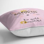 - Rh-K4822-2 - Realhomes Realhomes Pembe Zeminde Be Wild & Beautiful Temalı Modern Yastık Kırlent Kılıfı Realhomes