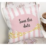 - Rh-K4823-1 - Realhomes Realhomes Pembe Zeminde Save The Date Motifli Modern Yastık Kırlent Kılıfı Realhomes